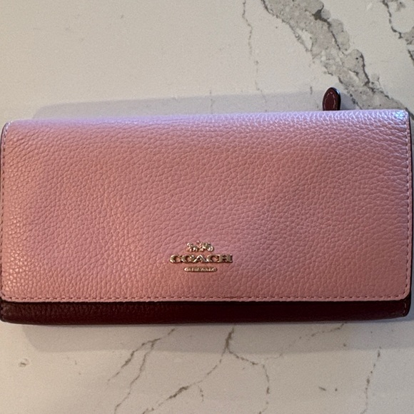 Coach Pink and Burgundy Women's Wallet - Picture 1 of 5